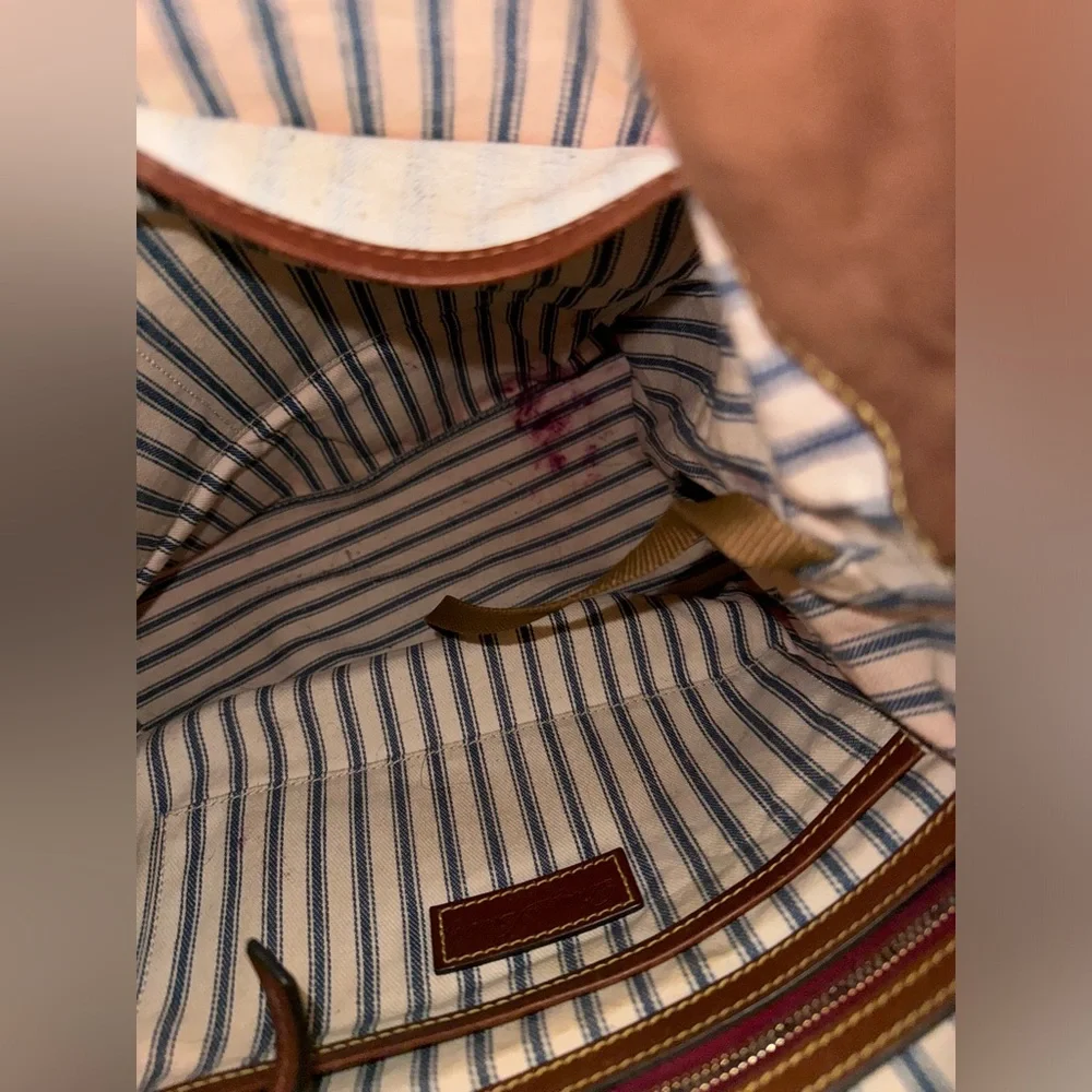 Dooney & Bourke Nylon Red Wayfarer Bag Tan Leather - Picture 8 of 13